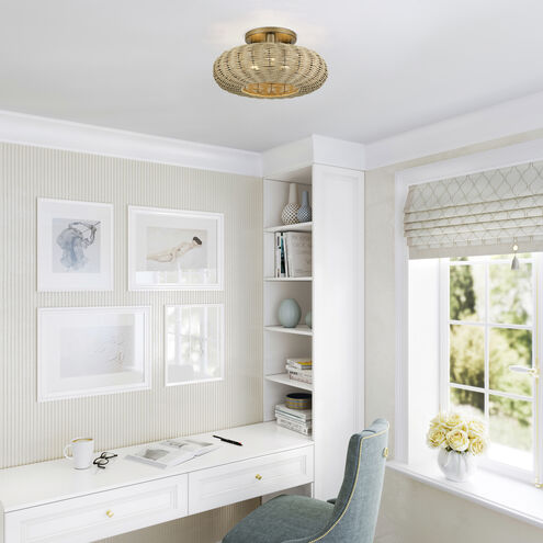 Summervine 3 Light 18 inch Antique Gold Leaf Semi Flush Mount Ceiling Light, Large