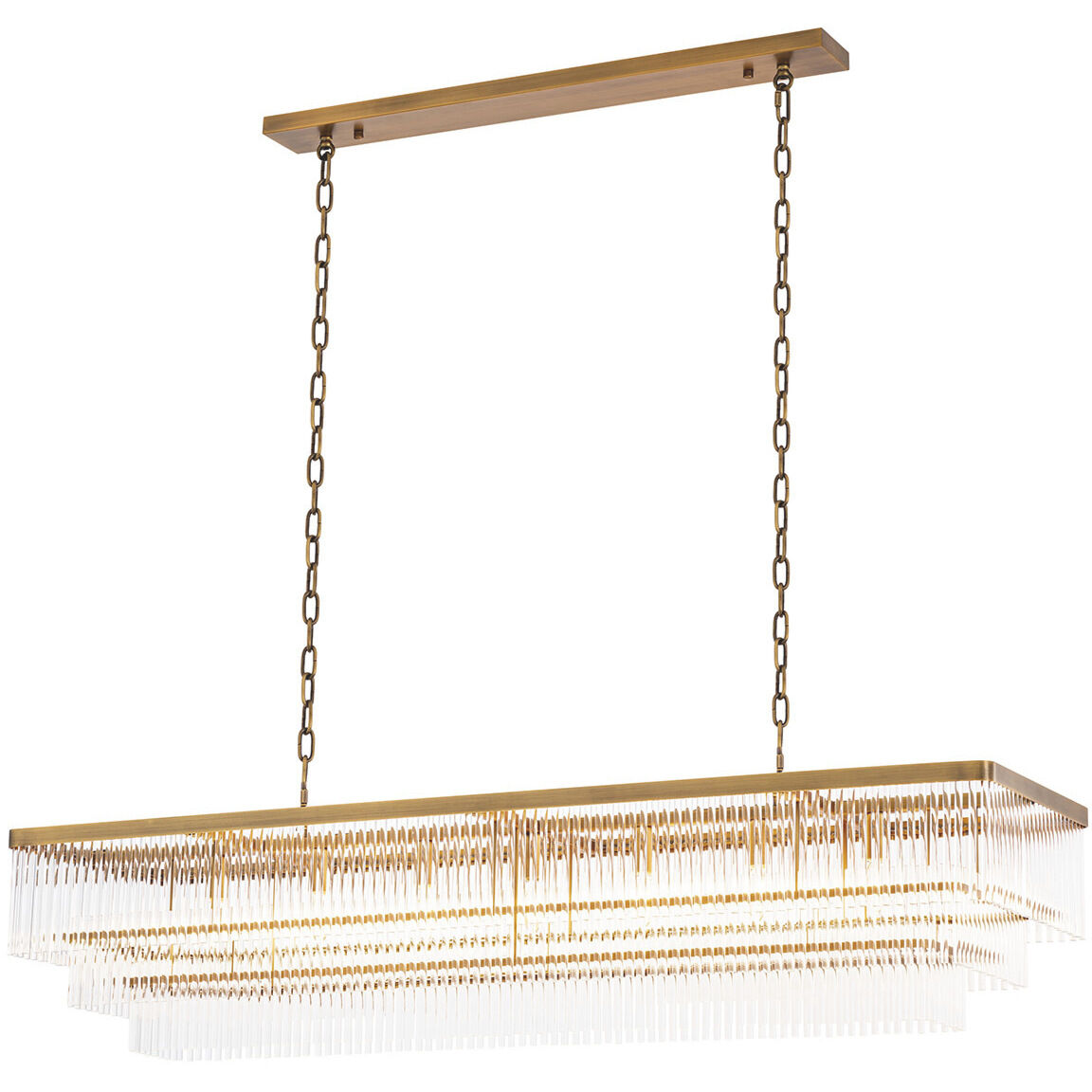East 7 Light 55.12 inch Antique Brass Chandelier Ceiling Light, Rectangular