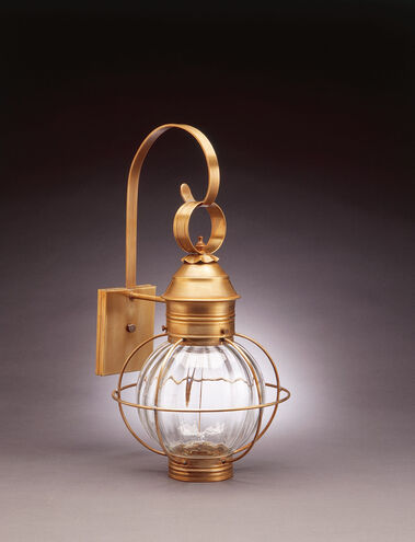 Round Onion 1 Light 23 inch Antique Brass Outdoor Wall Light in Optic Glass