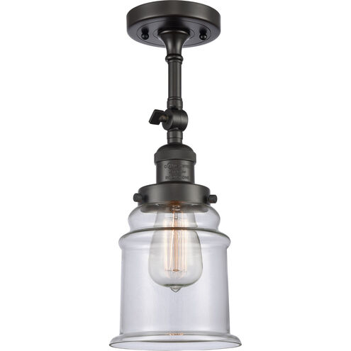 Franklin Restoration Canton LED 6 inch Oil Rubbed Bronze Semi-Flush Mount Ceiling Light in Clear Glass, Franklin Restoration