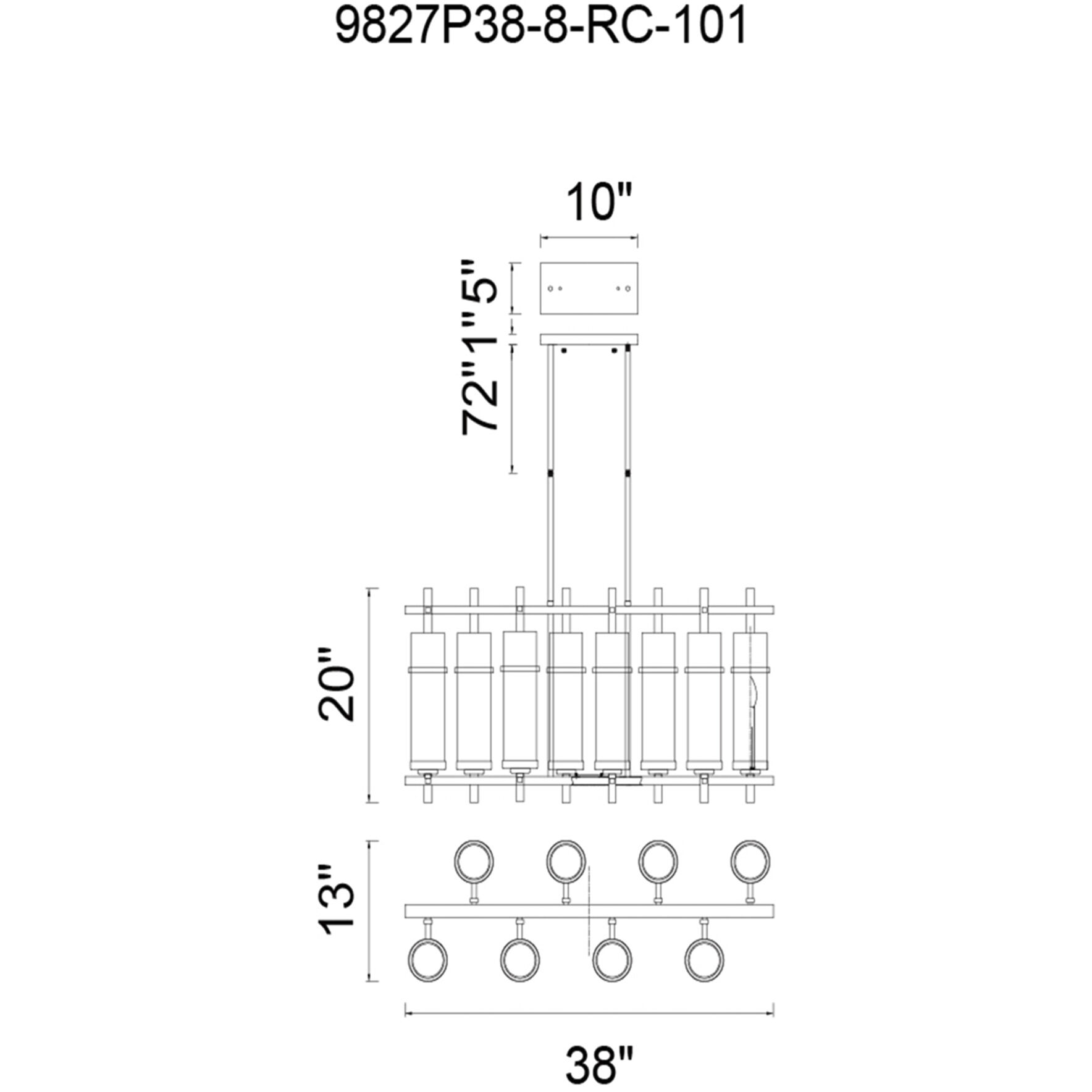 Sierra 8 Light 13 inch Black Up Chandelier Ceiling Light