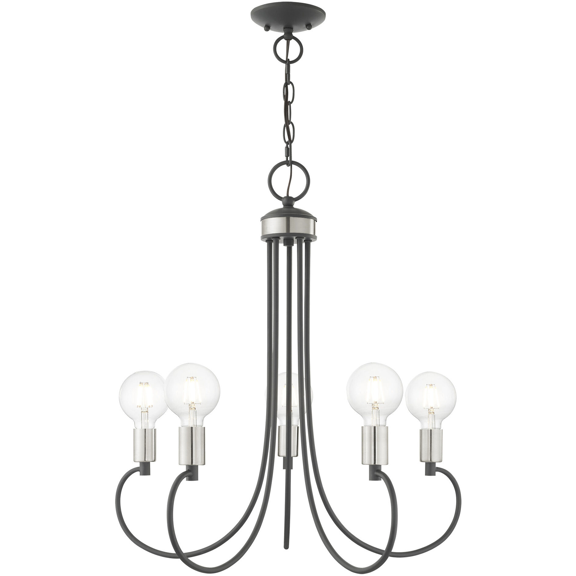 Bari 5 Light 25 inch Scandinavian Gray with Brushed Nickel Accents Chandelier Ceiling Light