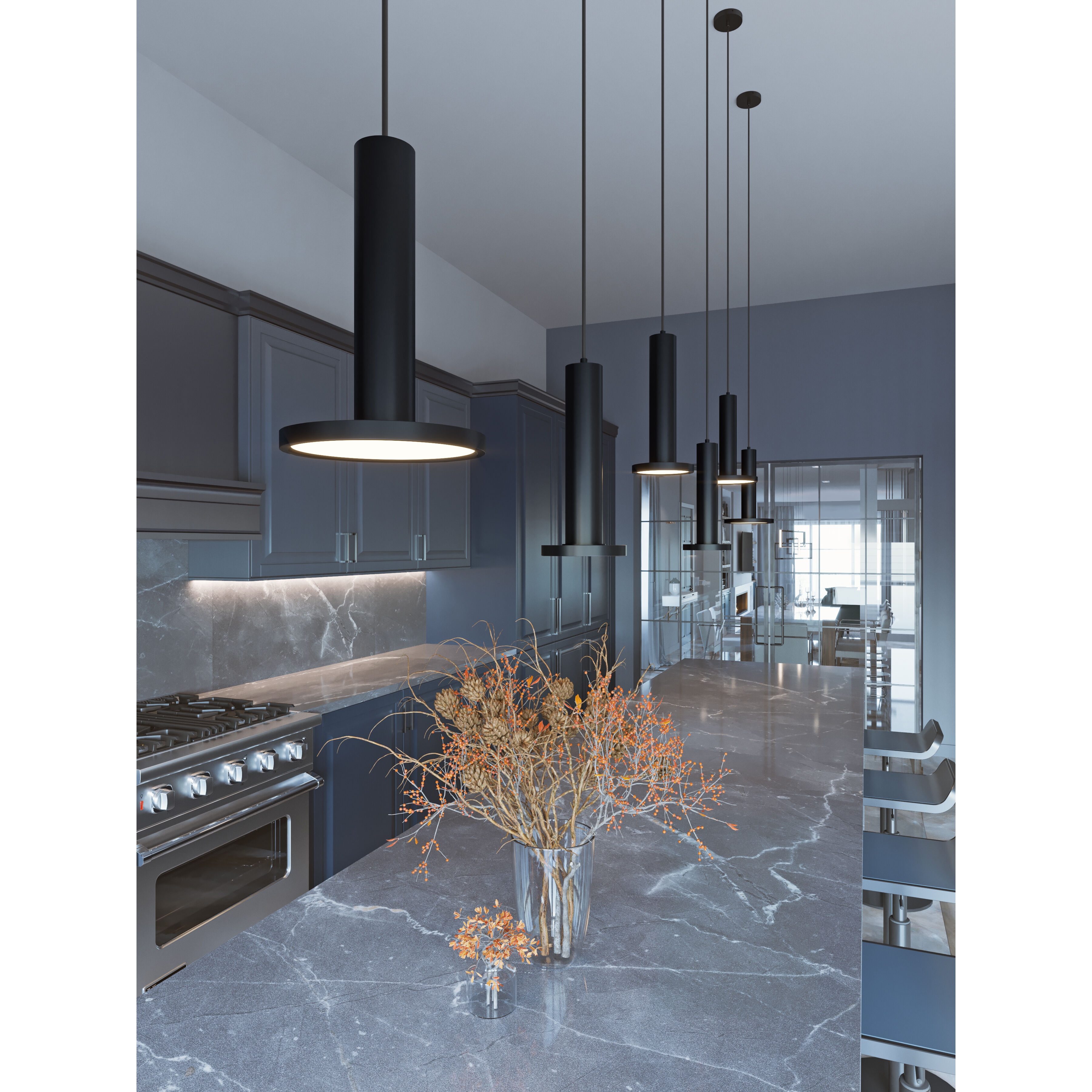 Luna LED 5.31 inch Black Pendant Ceiling Light