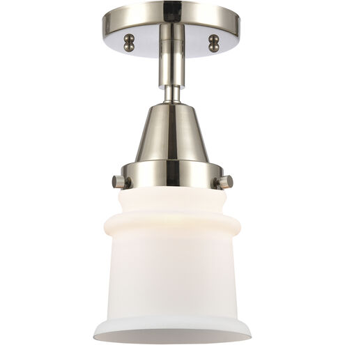 Franklin Restoration Small Canton LED 6 inch Polished Nickel Flush Mount Ceiling Light in Matte White Glass