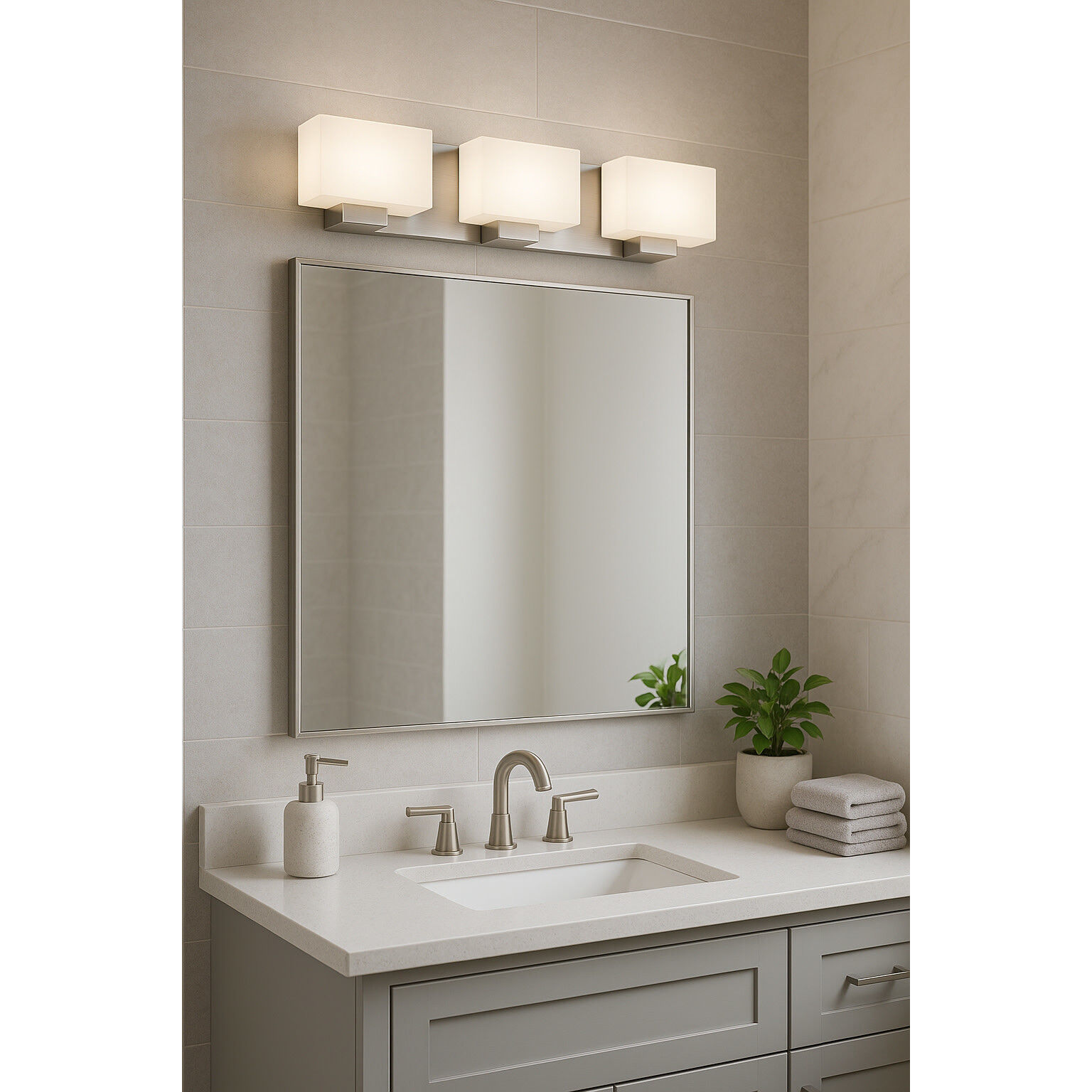 Mila 3 Light 24 inch Brushed Nickel Vanity Light Wall Light