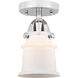 Nouveau 2 Small Canton LED 5.25 inch Polished Chrome Semi-Flush Mount Ceiling Light in Matte White Glass