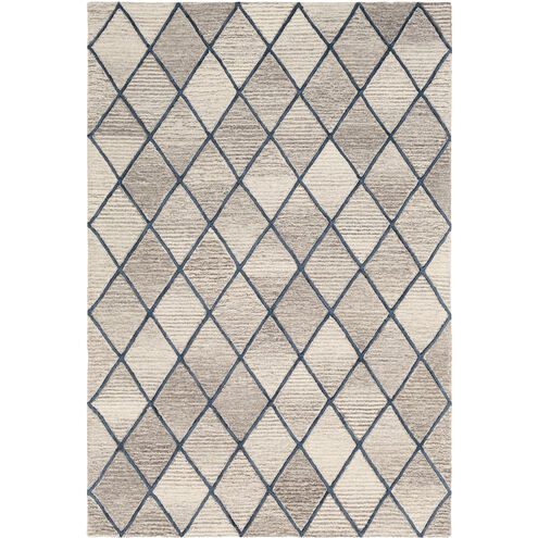 Eaton 108 X 72 inch Taupe/Dark Brown/Light Beige/Ink Blue Handmade Rug in 6 x 9, Rectangle