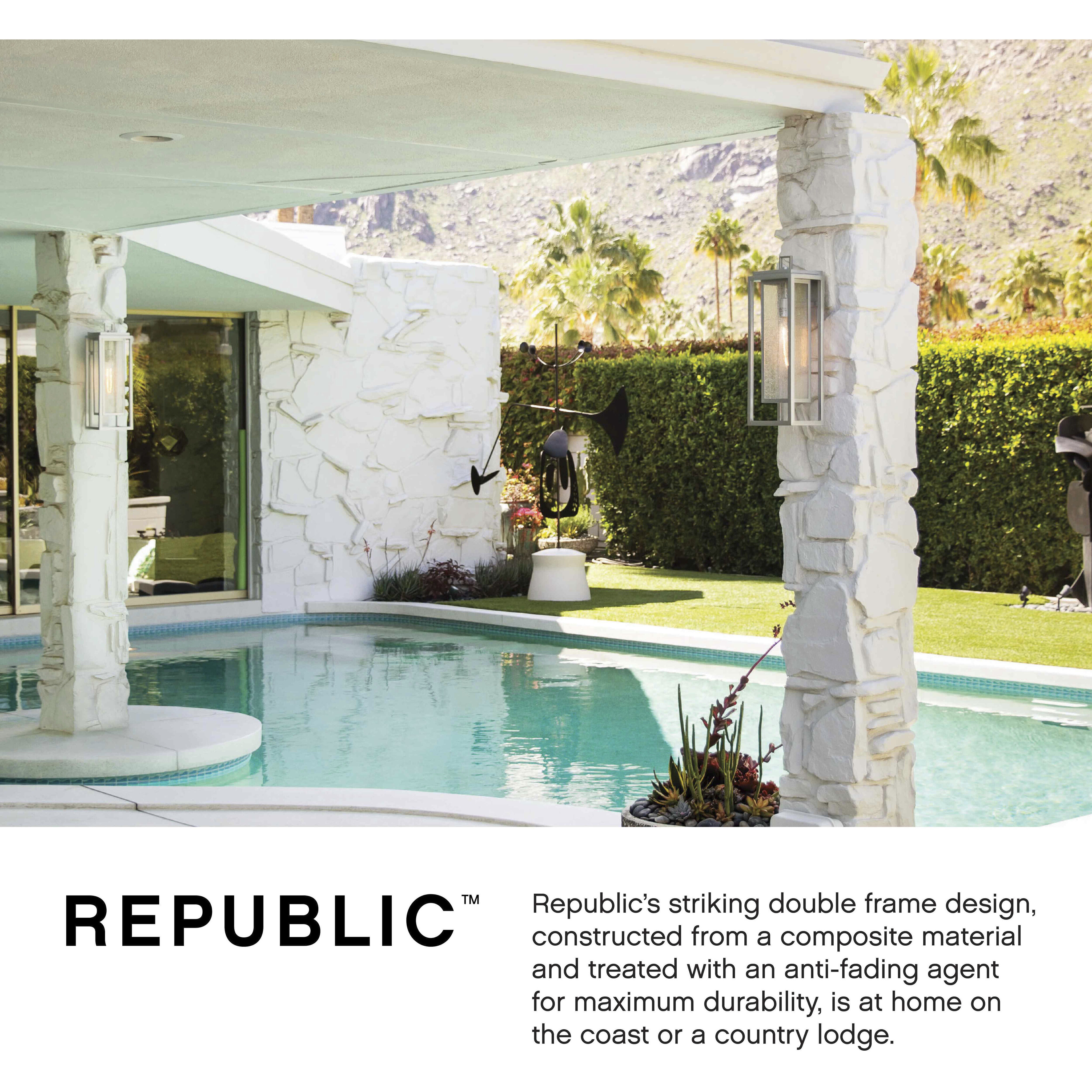 Coastal Elements Republic LED 20 inch Satin Nickel Outdoor Wall Mount Lantern, Estate Series