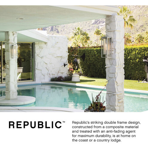 Coastal Elements Republic LED 20 inch Satin Nickel Outdoor Wall Mount Lantern, Estate Series