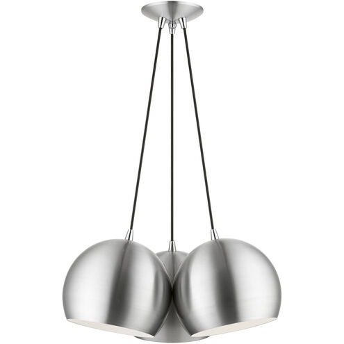 Piedmont 3 Light 22 inch Brushed Aluminum with Polished Chrome Accents Globe Pendant Ceiling Light