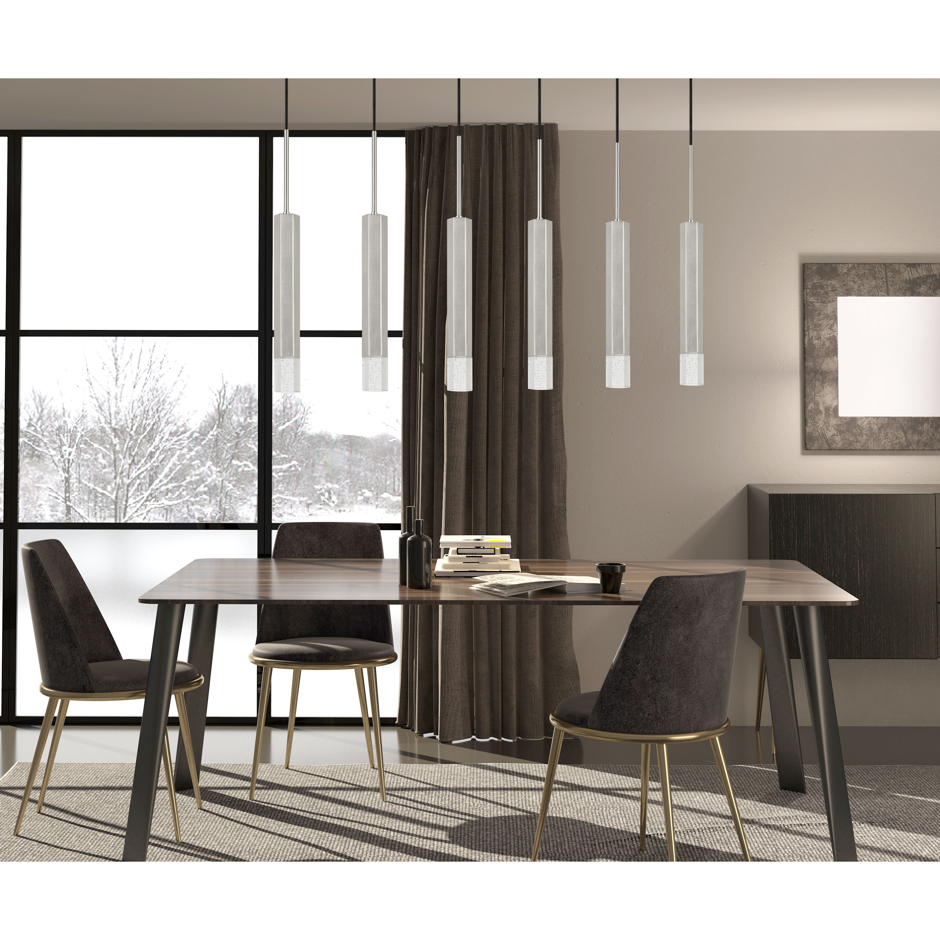 Troy LED 40 inch Brushed Steel Pendant Ceiling Light