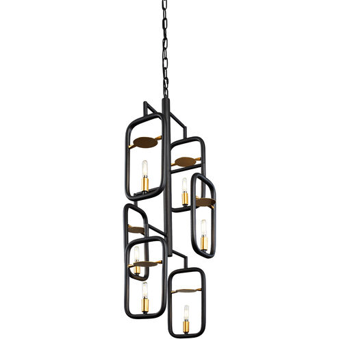 Bar None 6 Light 16 inch Aged Gold and Rustic Bronze Foyer Pendant Ceiling Light