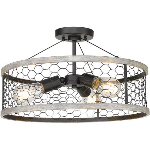 Bailey 3 Light 17.5 inch Matte Black Semi-flush Ceiling Light