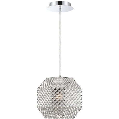 Catalda 1 Light 9 inch Chrome Pendant Ceiling Light in Smoke, Small