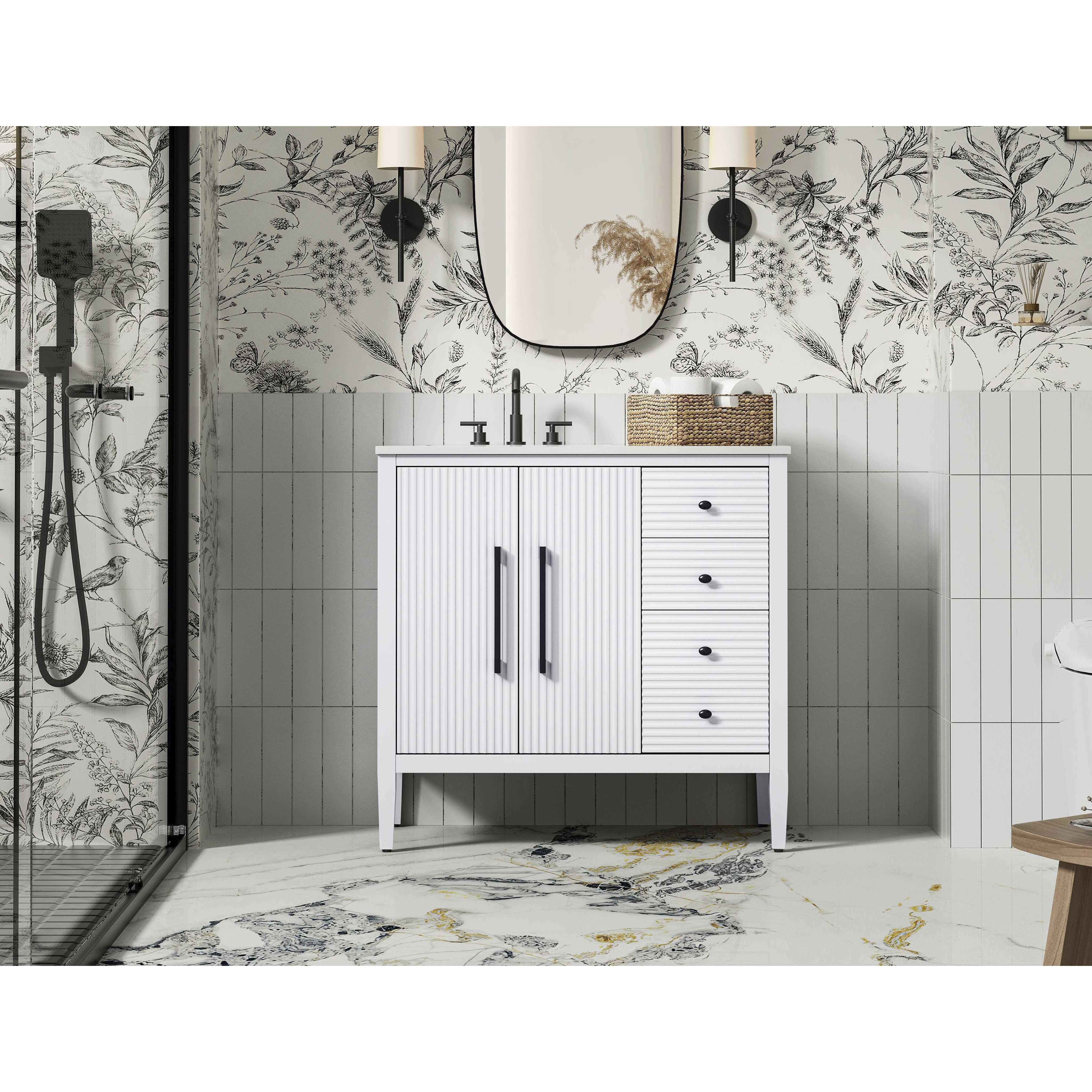 Blakely 36 X 34 inch White Bathroom Vanity Cabinet