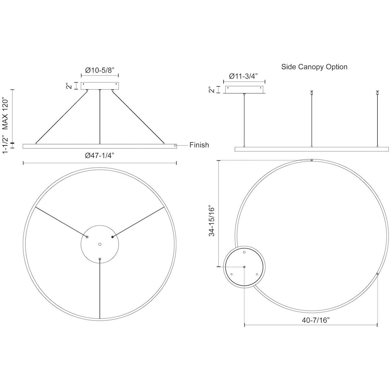 Cerchio Pendant Ceiling Light in Black