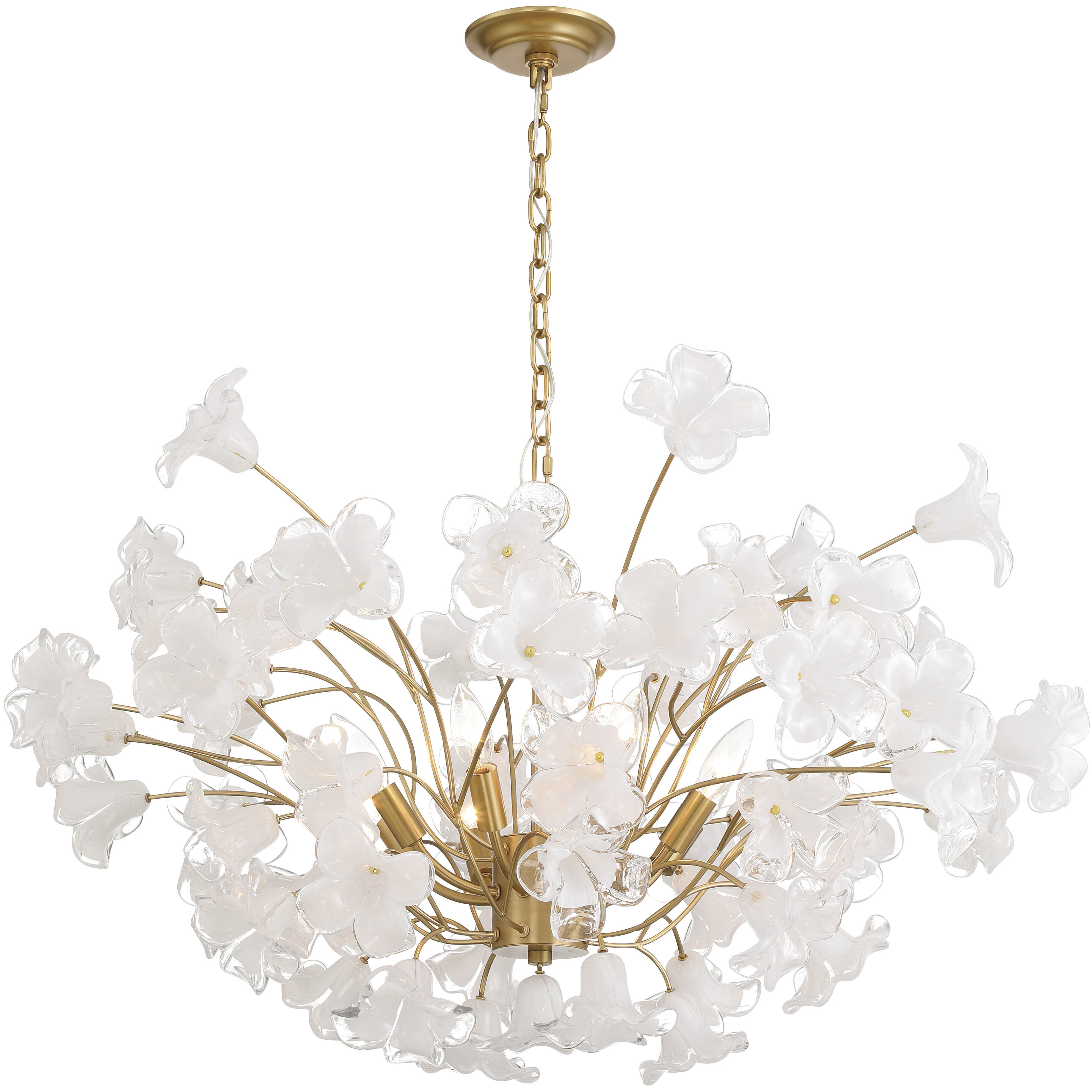 Bloome 8 Light 36.5 inch Legacy Brass Chandelier Ceiling Light in Clear Handmade Glass