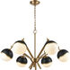 Blind Tiger 6 Light 32 inch Aged Brass with Black Chandelier Ceiling Light
