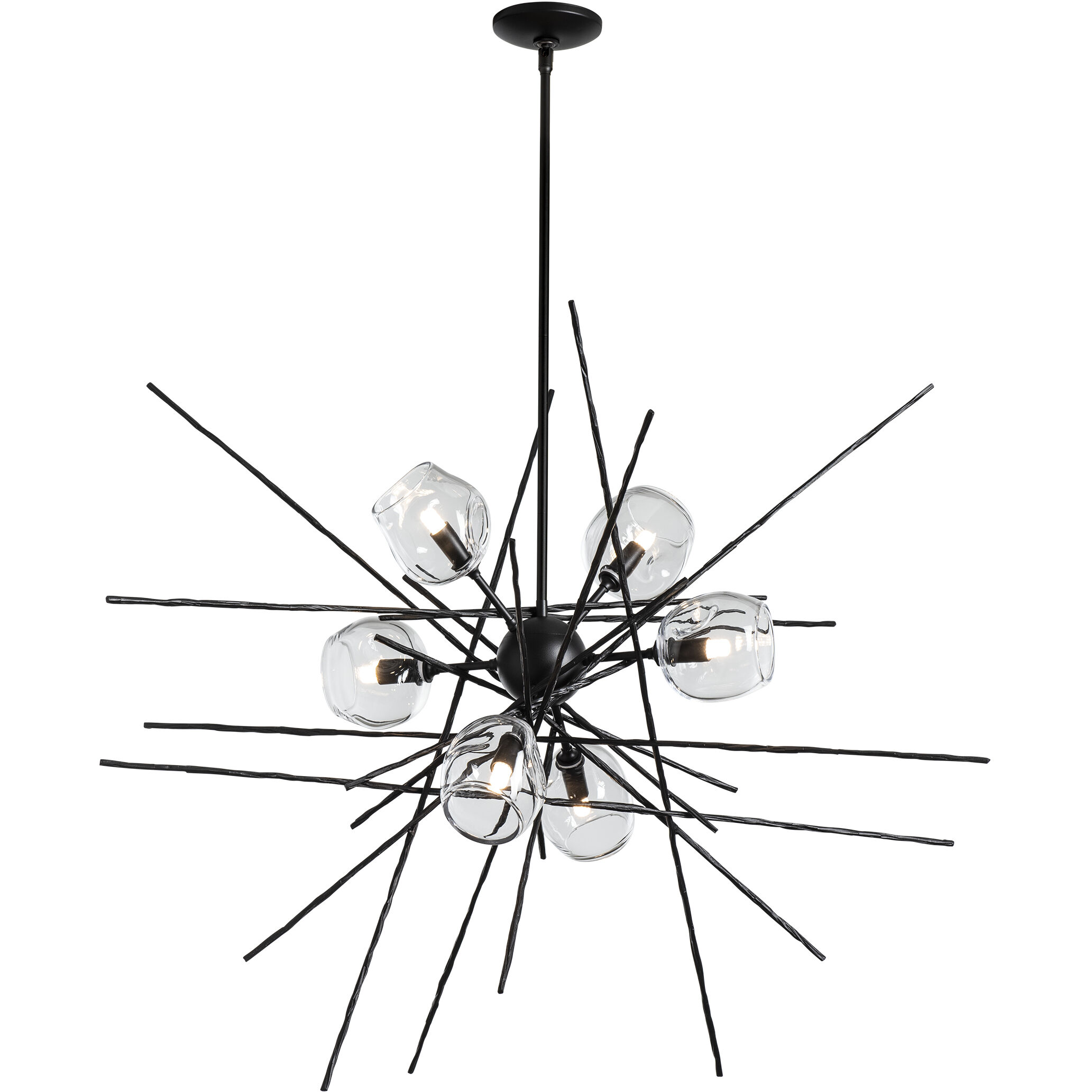 Griffin 6 Light 39.2 inch Black Pendant Ceiling Light in Clear