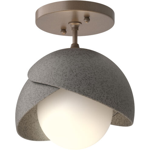 Brooklyn 1 Light 6 inch Bronze and Natural Iron Semi-Flush Ceiling Light in Bronze/Natural Iron