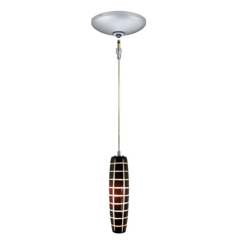 Envisage VI 1 Light 3 inch Satin Nickel Mini Pendant Ceiling Light in Black/White Grooves