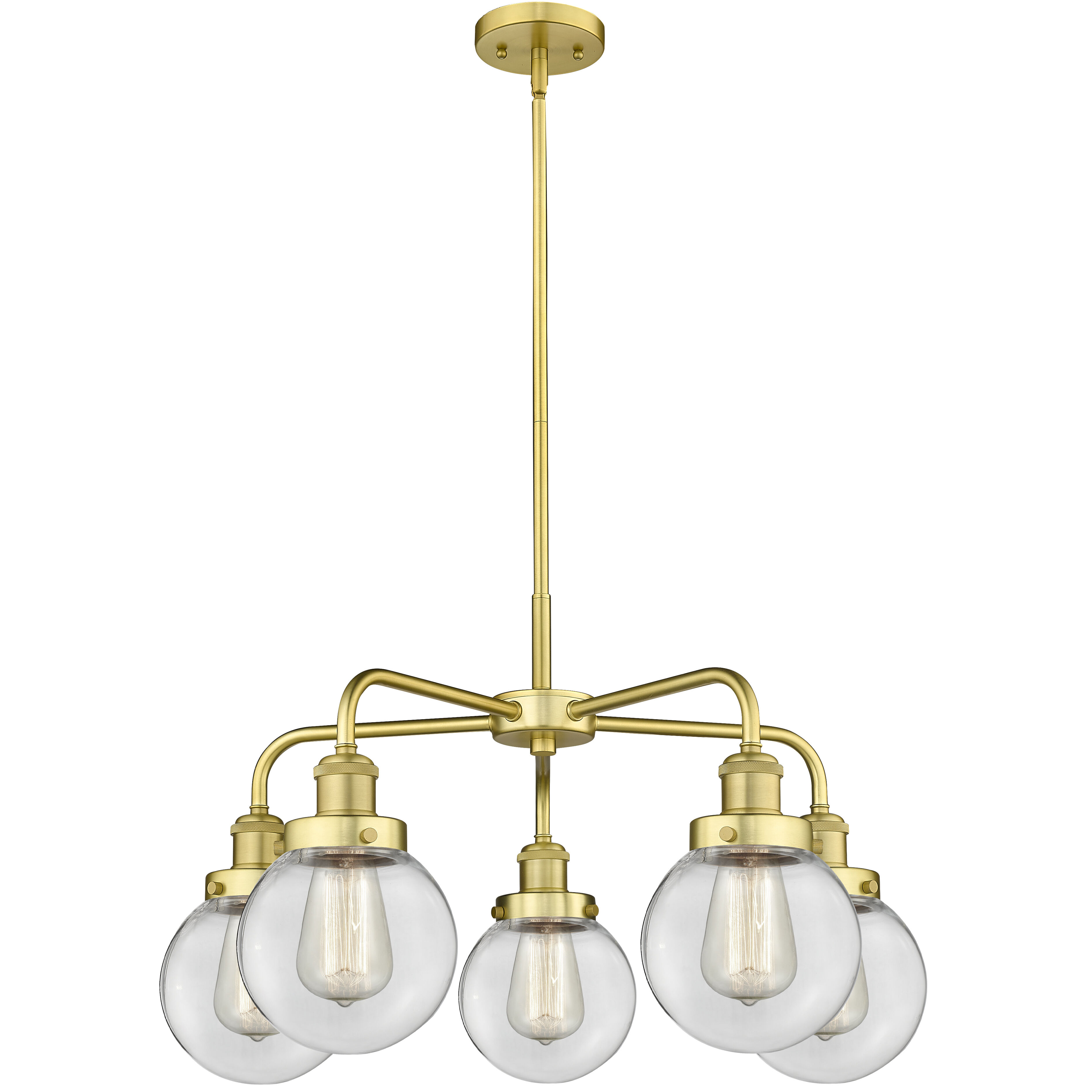 Beacon 5 Light 24 inch Satin Gold Chandelier Ceiling Light in Clear Glass