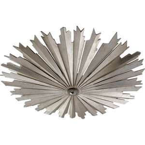 Chapman & Myers Claymore Flush Mount Ceiling Light in Burnished Silver Leaf, Medium