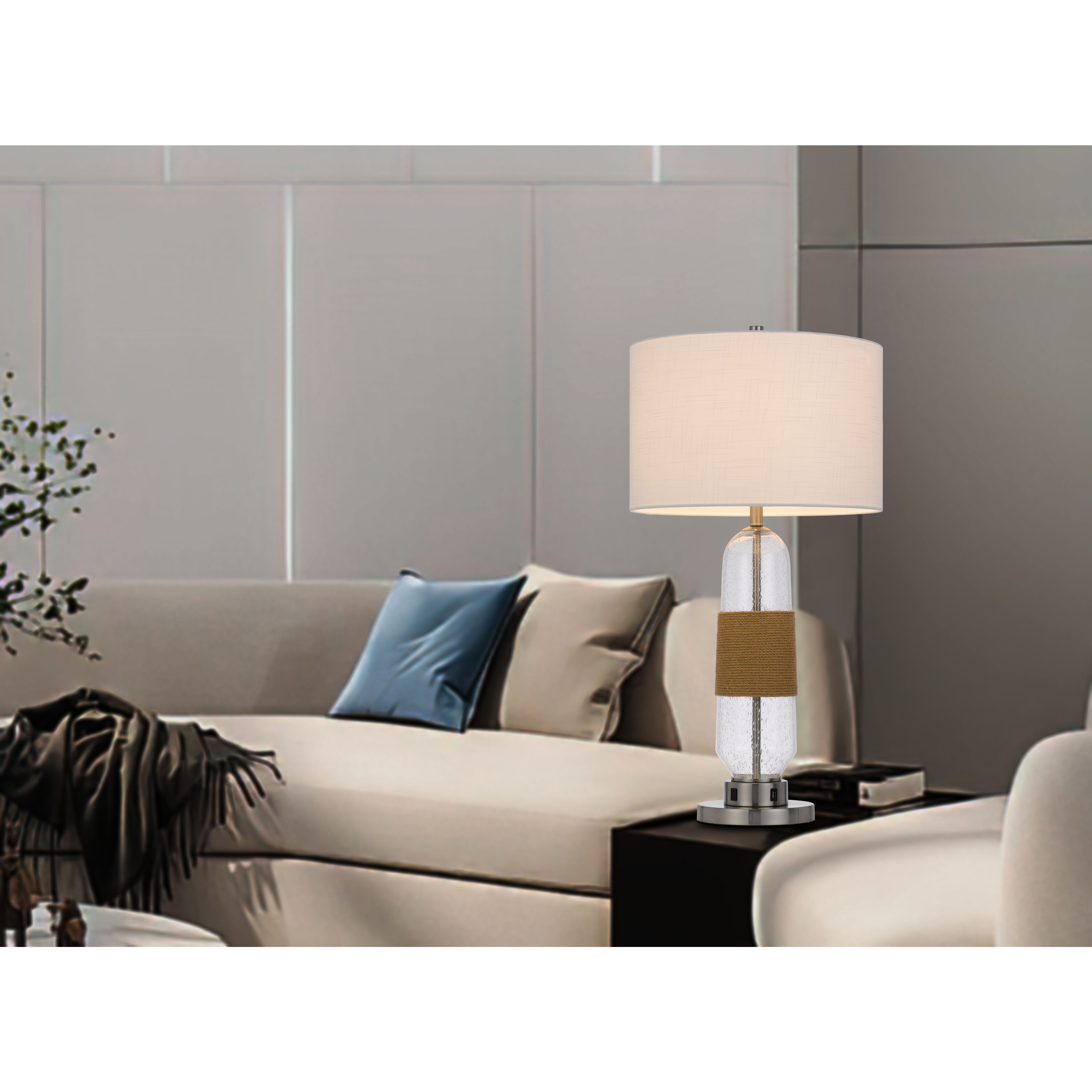 Everett 33 inch 150.00 watt Burlap Table Lamp Portable Light