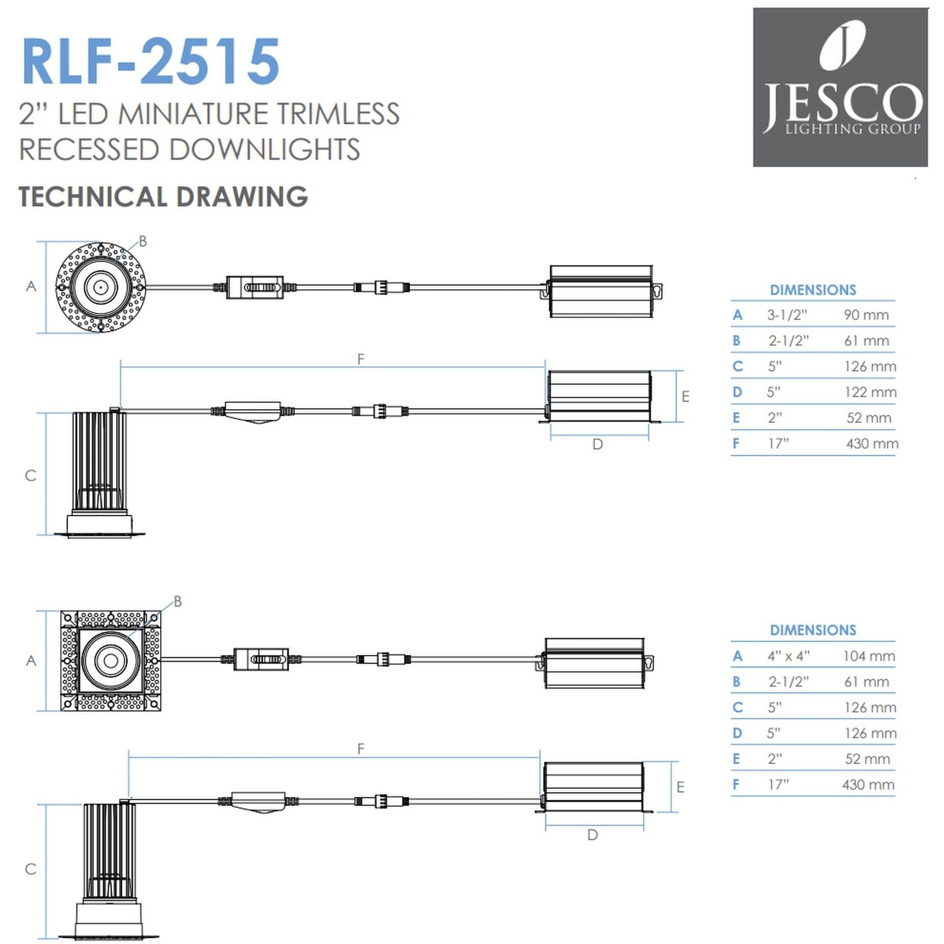 Miniature White Downlight, Trimless Recessed
