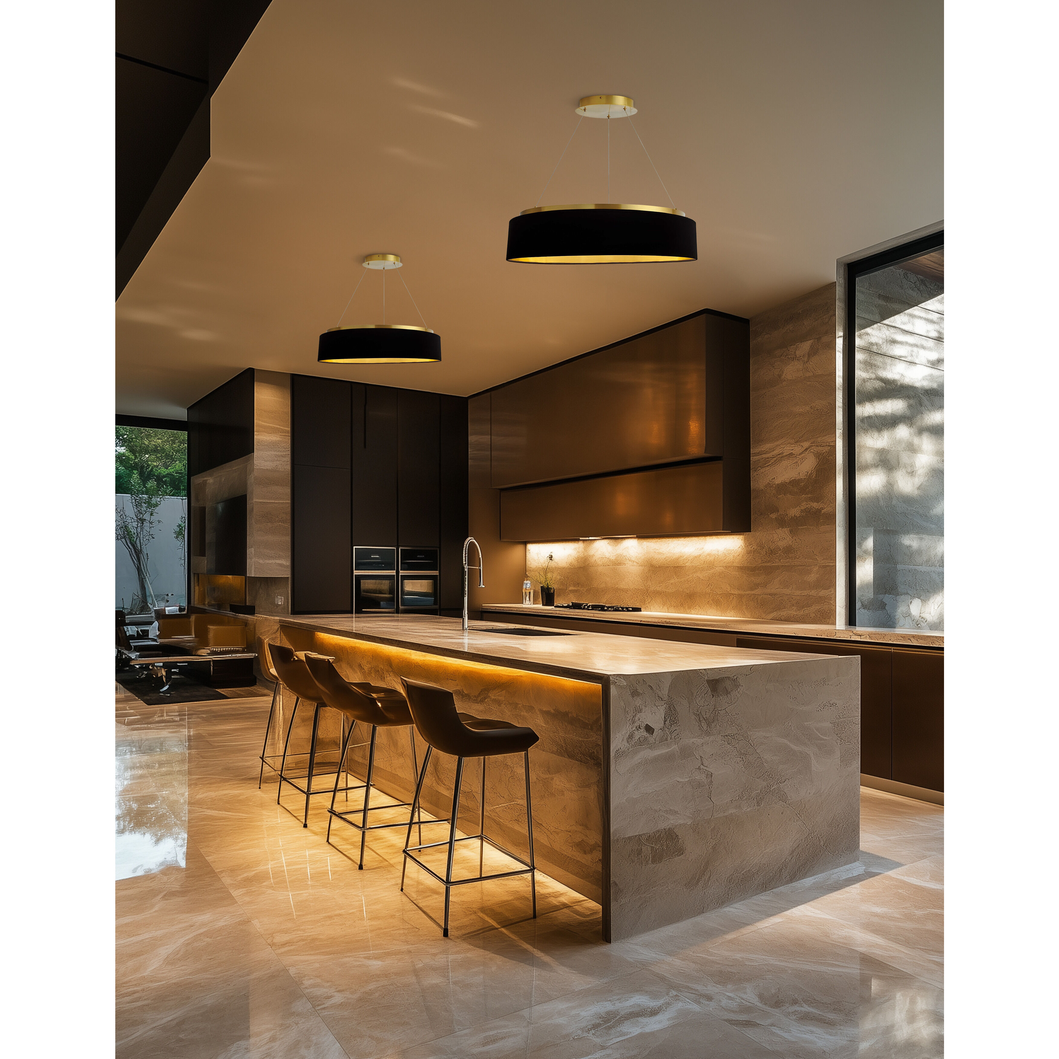 Circulo LED 26 inch Aged Brass Chandelier Ceiling Light in Black/Gold Jewel Tone