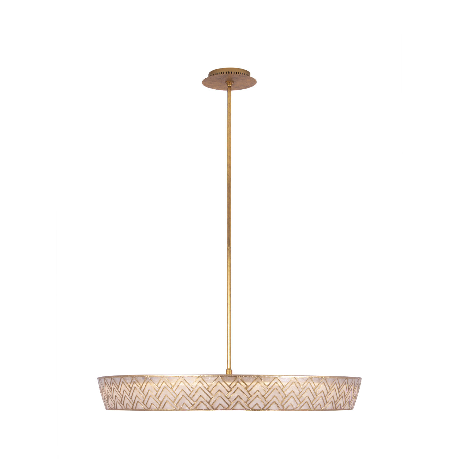 Geo 39 inch Oxidized Gold Leaf Pendant Ceiling Light