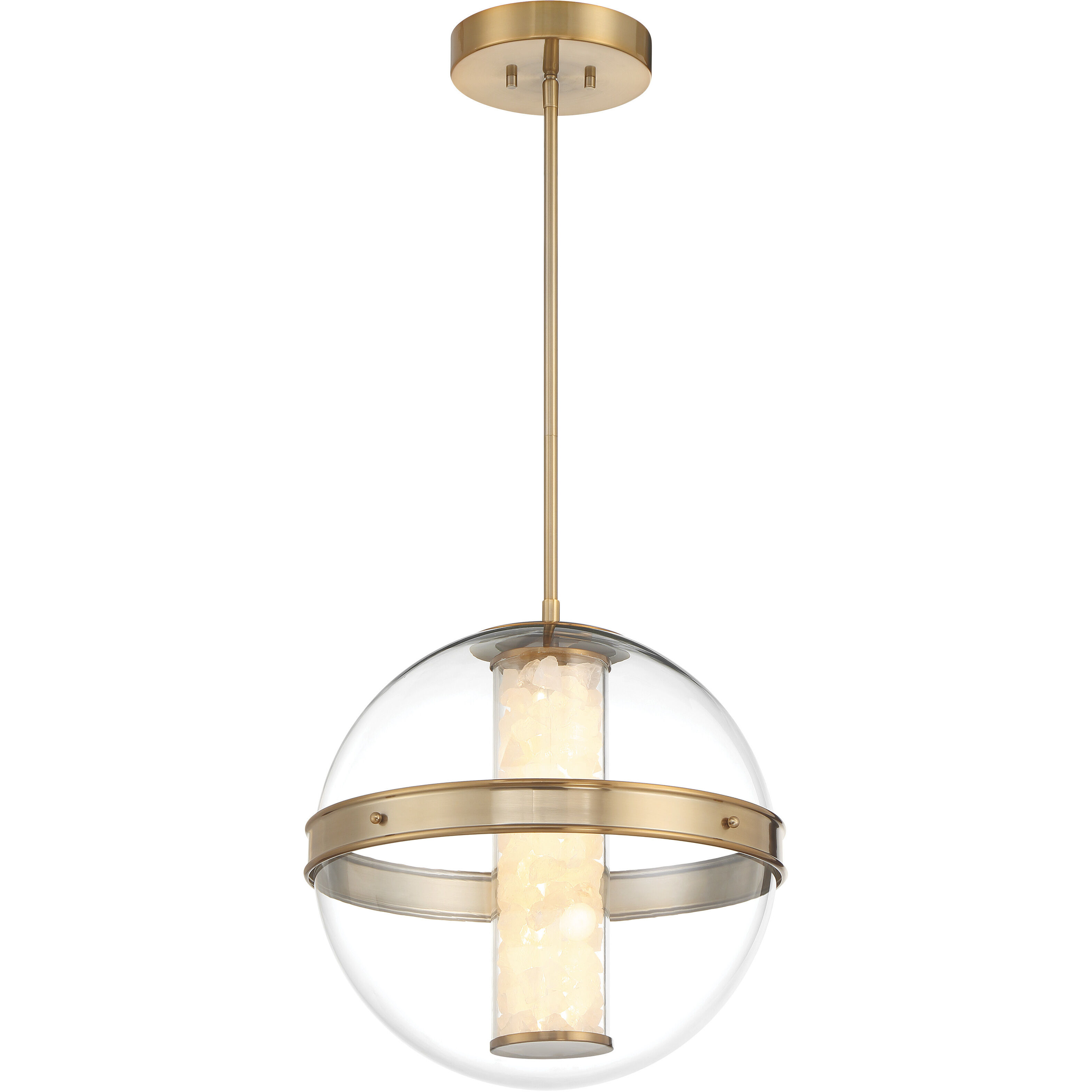 Divinely LED 16.75 inch Celeste Brass Pendant Ceiling Light