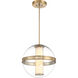 Divinely LED 16.75 inch Celeste Brass Pendant Ceiling Light