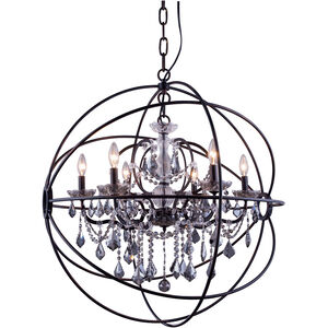 Geneva 6 Light 32 inch Dark Bronze Pendant Ceiling Light in Silver Shade, Urban Classic