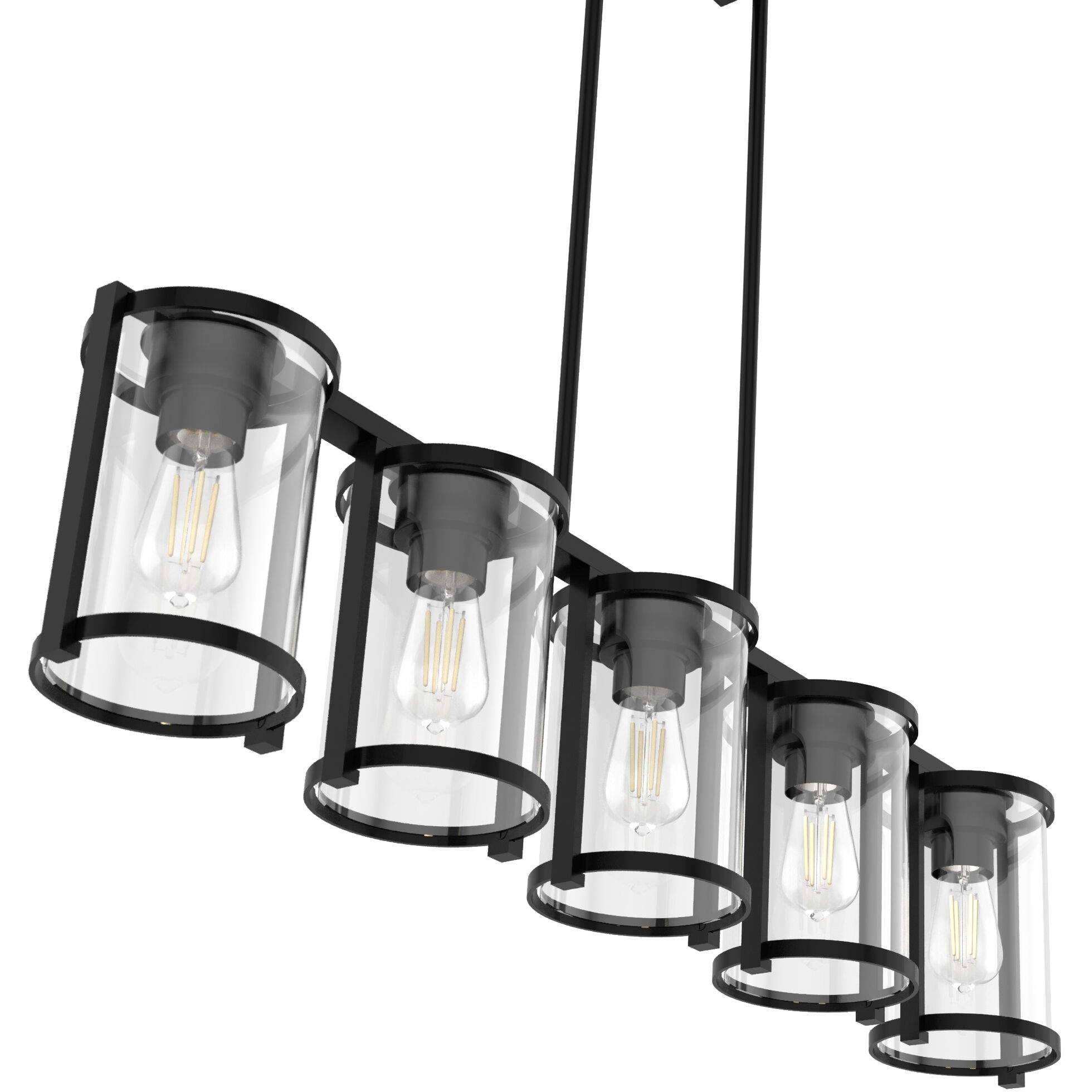 Astwood 5 Light 39 inch Matte Black Linear Chandelier Ceiling Light, Large