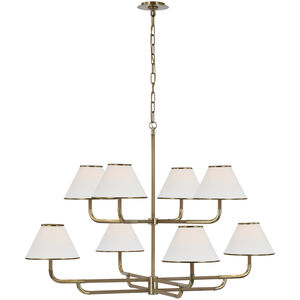 Marie Flanigan Rigby LED 48.75 inch Soft Brass and Natural Oak Two-Tier Chandelier Ceiling Light, Grande