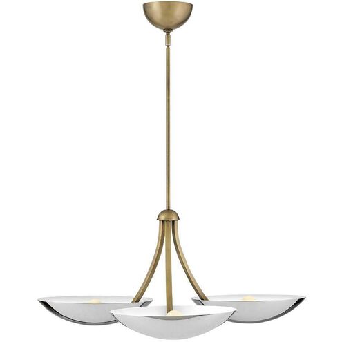 Glenn 3 Light 36 inch Heritage Brass with Chrome Chandelier Ceiling Light