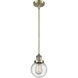 Franklin Restoration Beacon 1 Light 6 inch Antique Brass Mini Pendant Ceiling Light in Incandescent, Seedy, Franklin Restoration