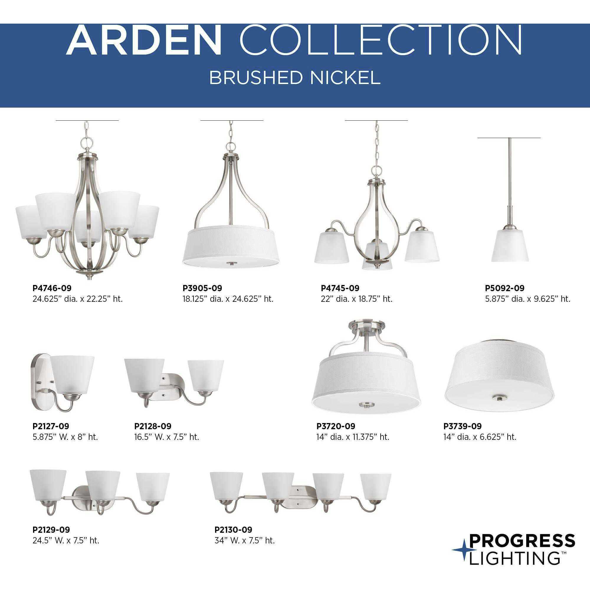 Arden 2 Light 14 inch Brushed Nickel Flush Mount Ceiling Light