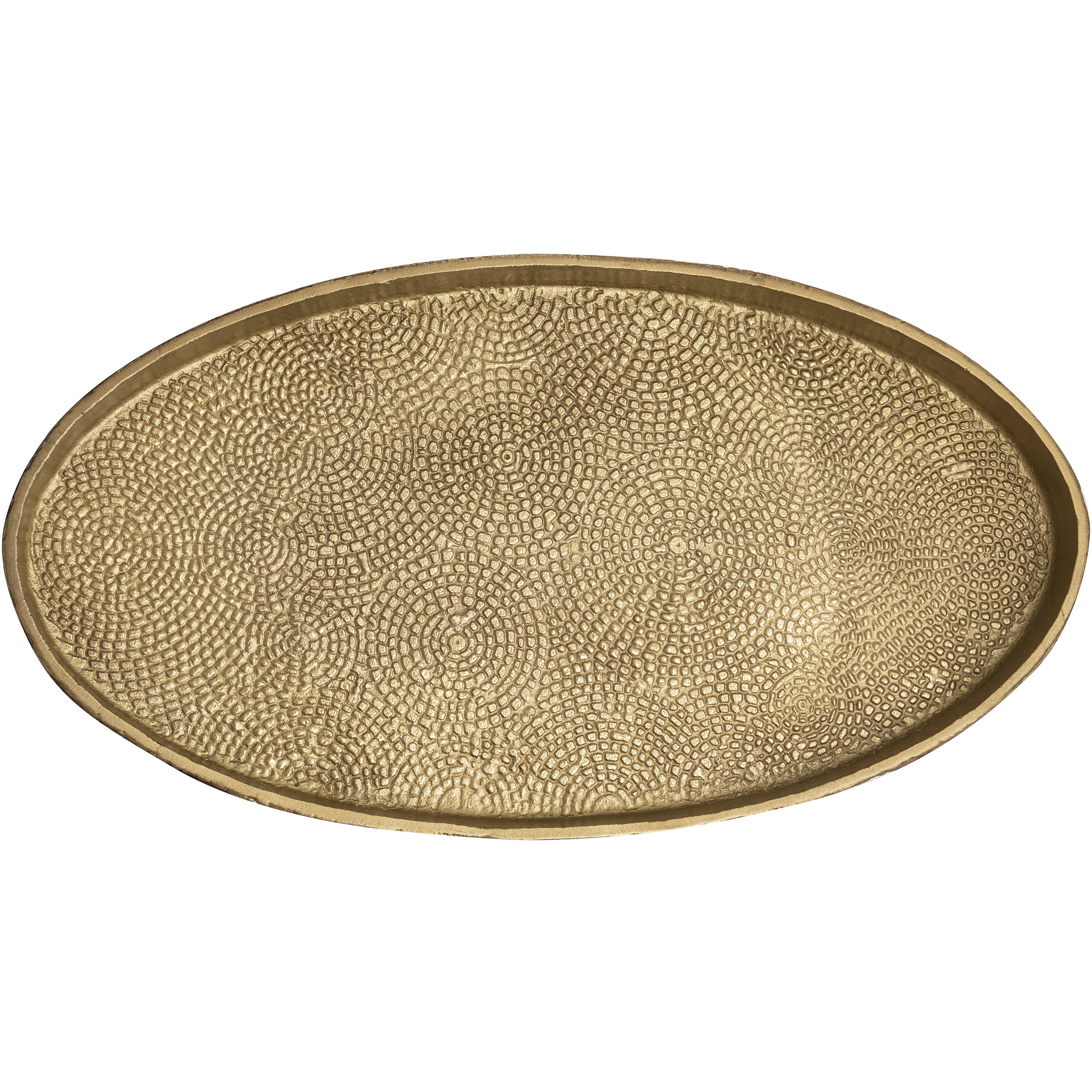 Oval Pebble Antique Brass Tray, Set of 2