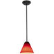 Martini 1 Light 7.25 inch Oil Rubbed Bronze Pendant Ceiling Light in Red
