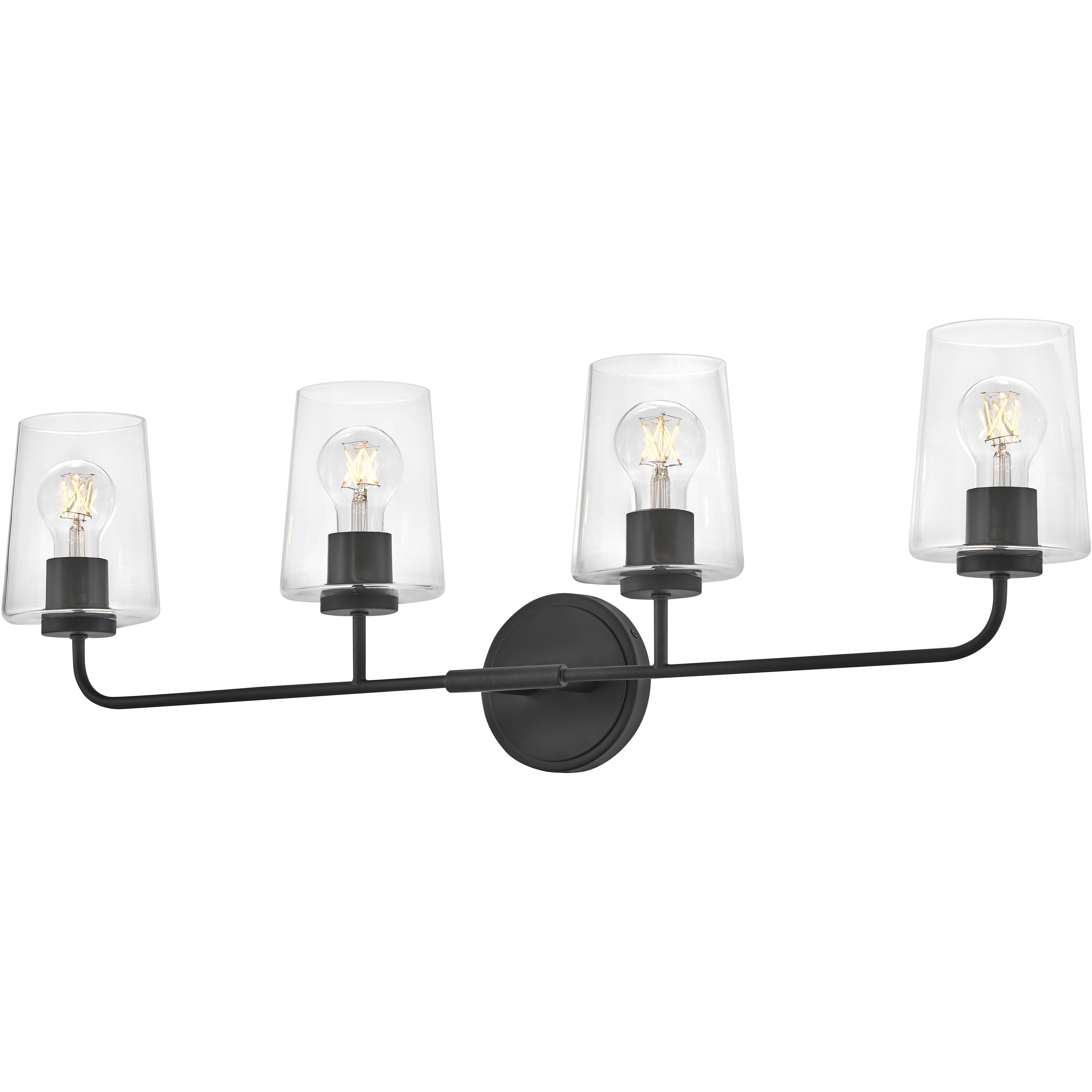 Kline 4 Light 33 inch Black Bath Wall Light in Clear