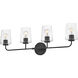 Kline 4 Light 33 inch Black Bath Wall Light in Clear