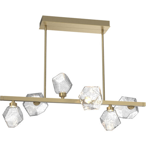 Gem LED Gilded Brass Linear Multi-Pendant Ceiling Light in Clear, 2700K LED, Twisted Branch