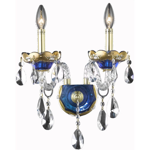 Alexandria 2 Light 12 inch Blue Wall Sconce Wall Light in Elegant Cut