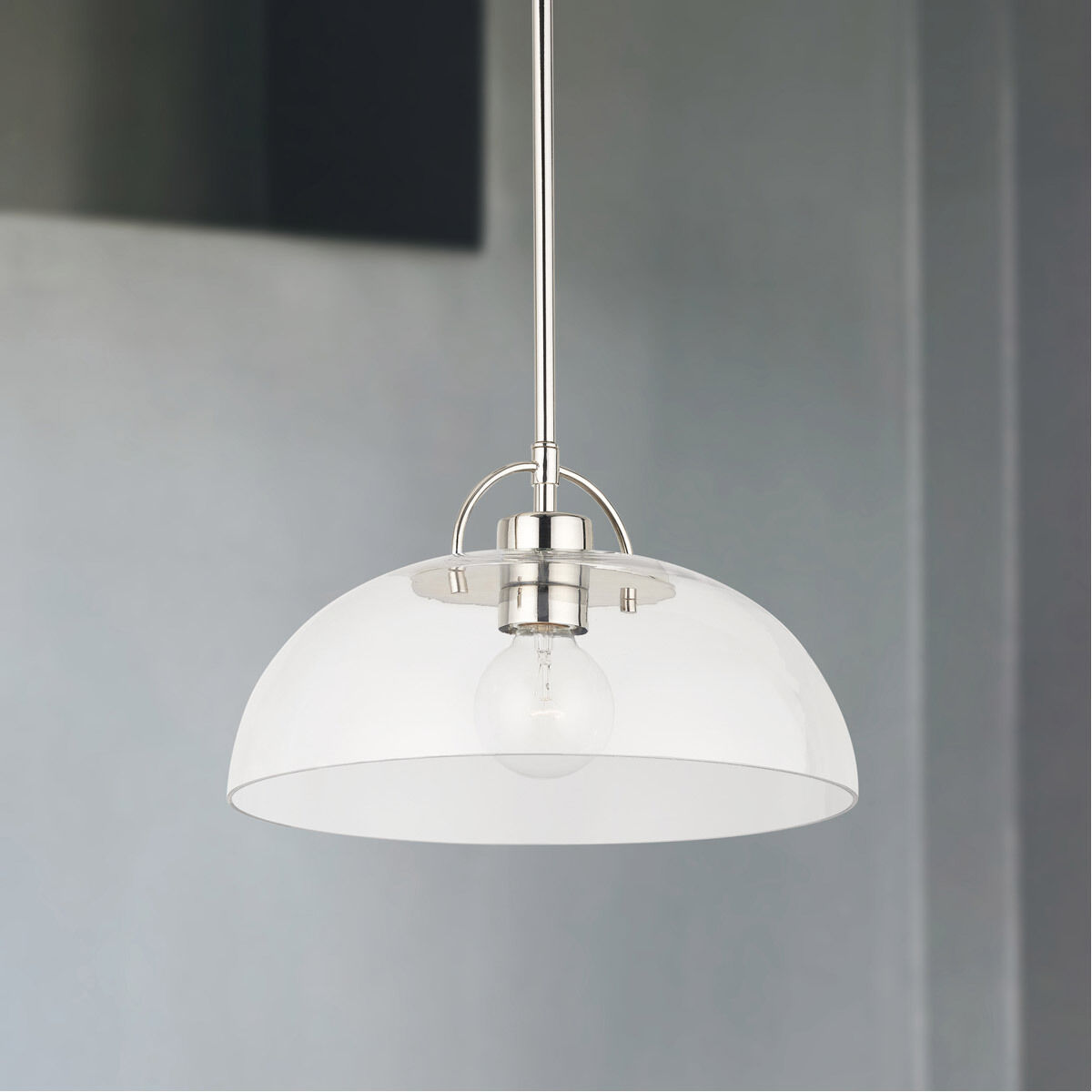 Elijah 1 Light 14 inch Polished Nickel Pendant Ceiling Light