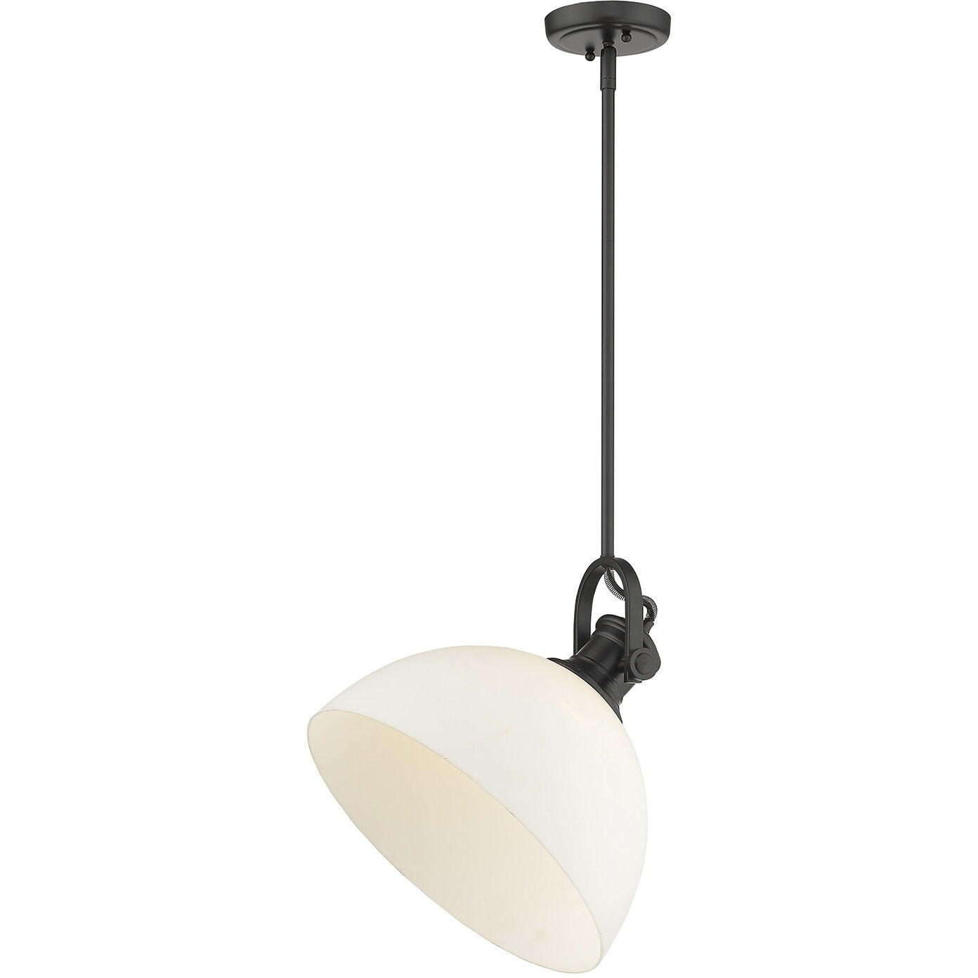 Yep Hines 1 Light 13.5 inch Matte Black Pendant Ceiling Light in Opal Glass, Large