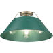 Yep Orwell 3 Light 18.75 inch Aged Brass Flush Mount Ceiling Light in Pine Green