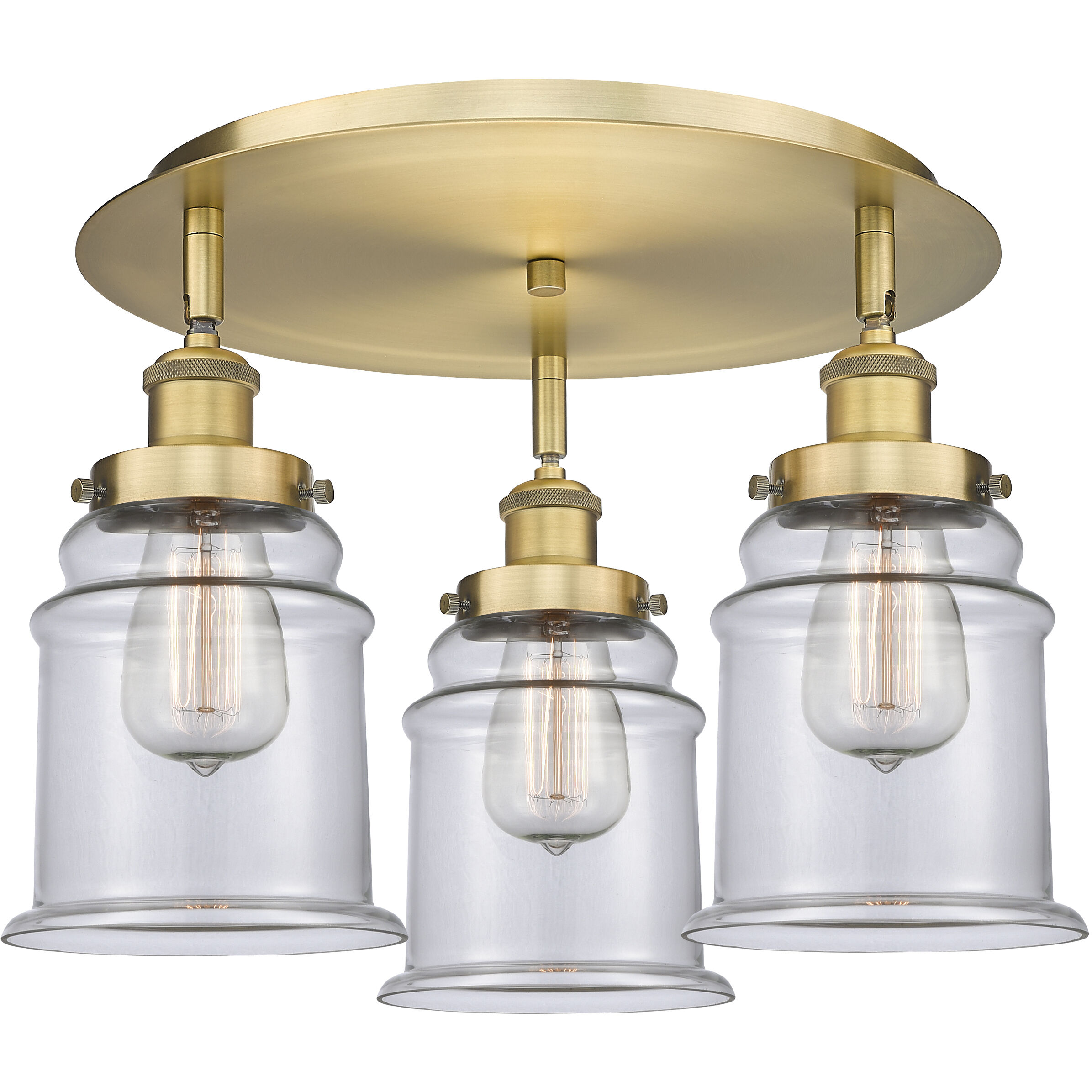 Canton 3 Light 17.75 inch Brushed Brass Flush Mount Ceiling Light in Clear