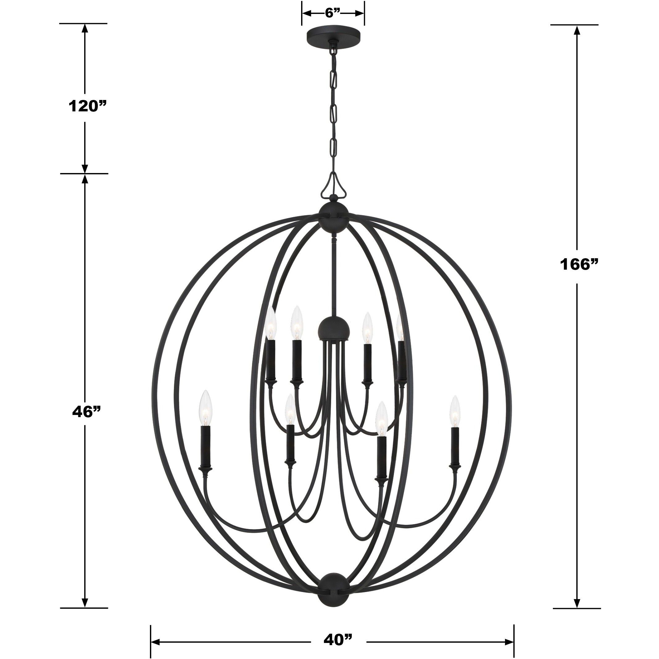 Sylvan 8 Light 40 inch Black Forged Chandelier Ceiling Light